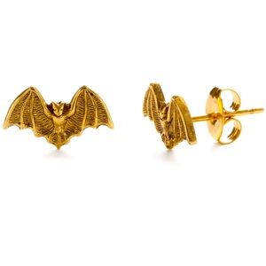 🦇 Tiny Bat Stud Earrings – 24k Gold Plated